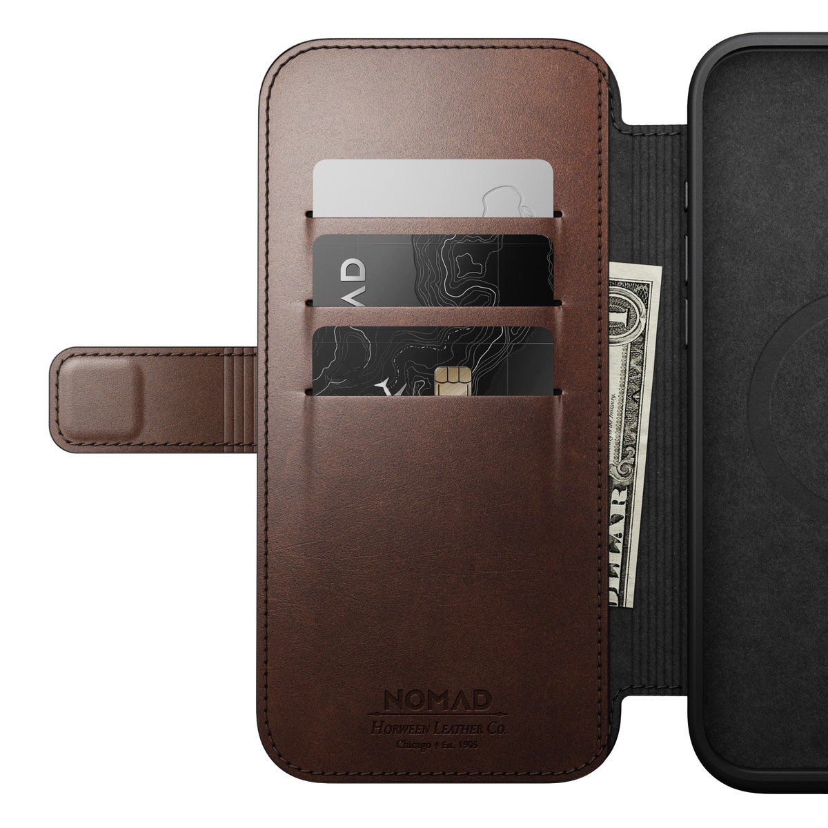 iPhone 16 Pro Max Läderfodral MagSafe  - Modern Horween Leather Folio Rustic Brown
