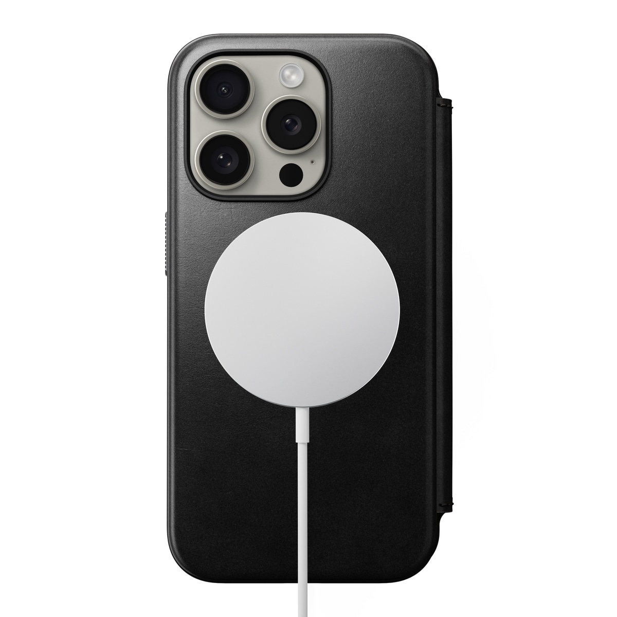 iPhone 15 Pro Läderfodral MagSafe  - Modern Horween Leather Folio Black
