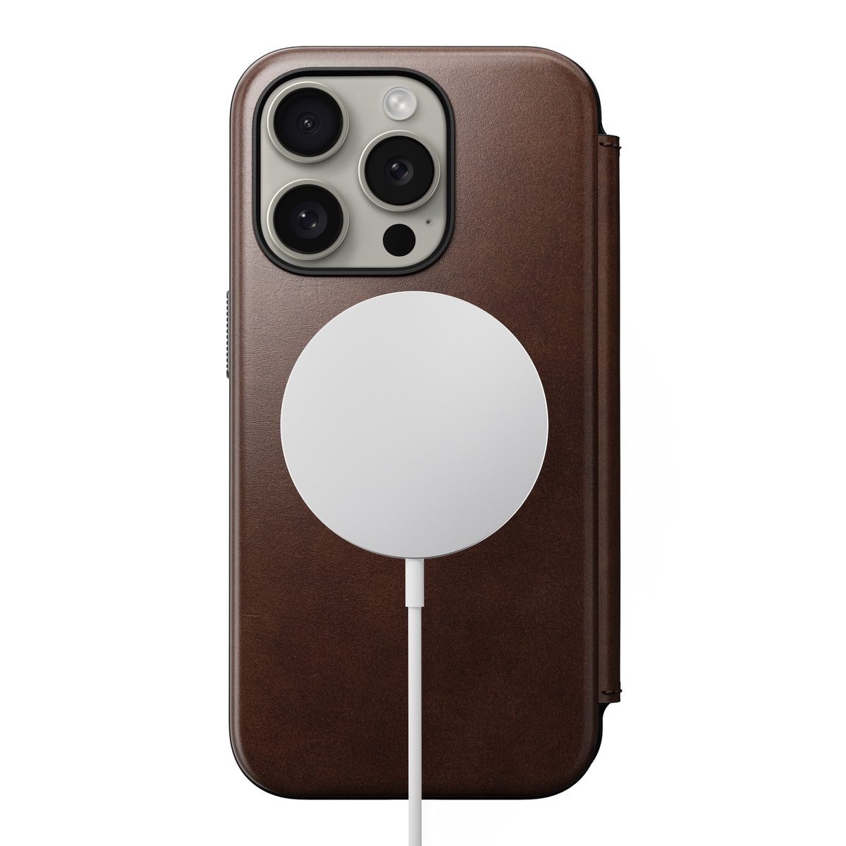 iPhone 15 Pro Läderfodral MagSafe  - Modern Horween Leather Folio Rustic Brown