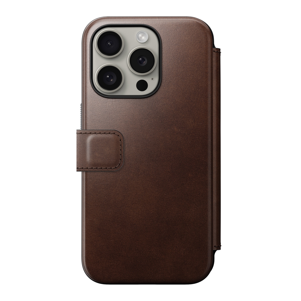 iPhone 15 Pro Läderfodral MagSafe  - Modern Horween Leather Folio Rustic Brown