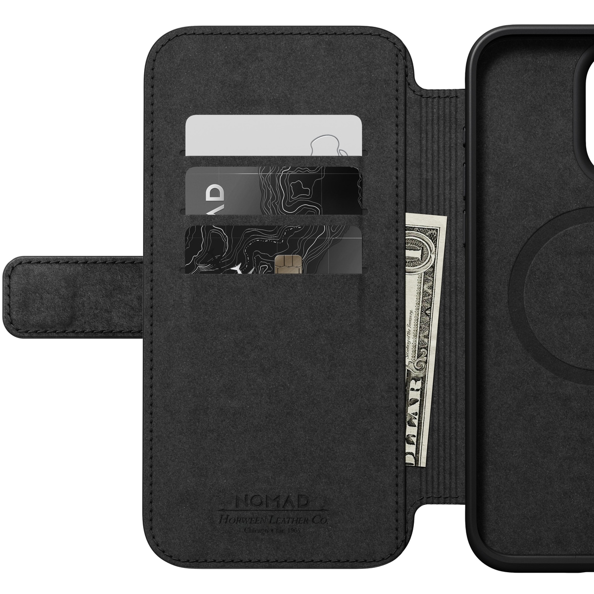 iPhone 15 Pro Max Läderfodral MagSafe  - Modern Horween Leather Folio Black