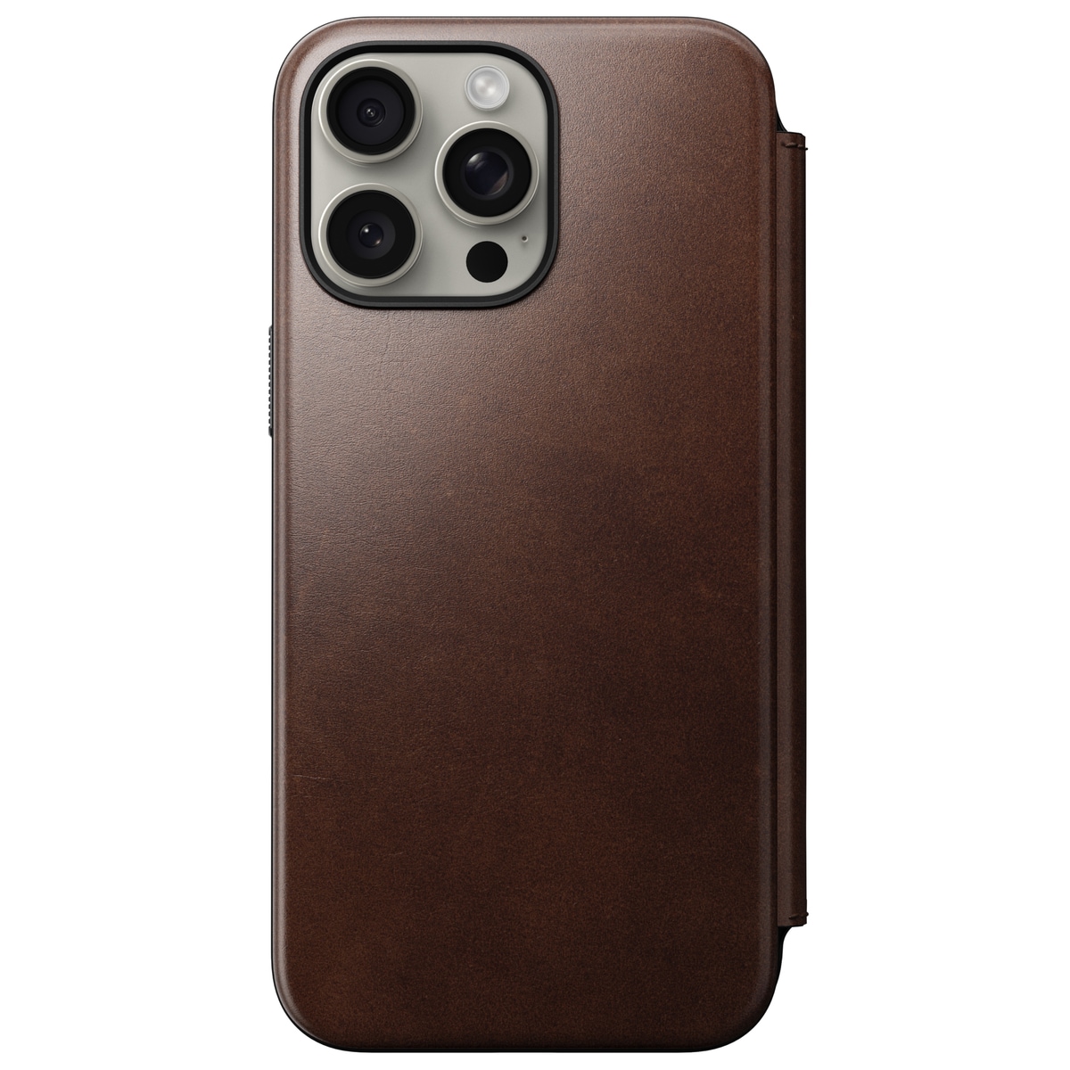 iPhone 15 Pro Max Läderfodral MagSafe  - Modern Horween Leather Folio Rustic Brown