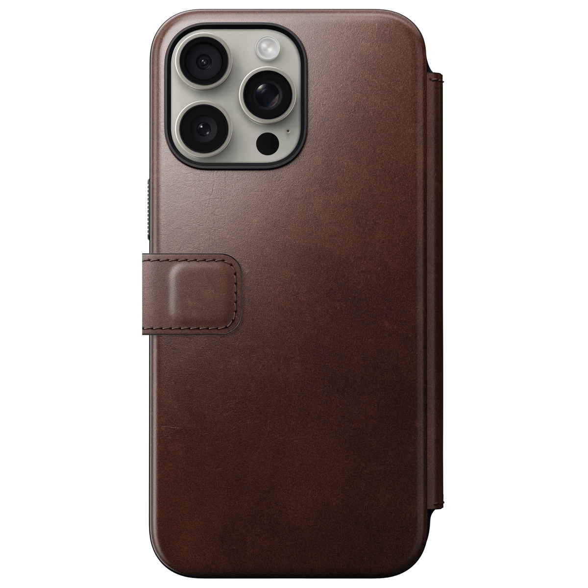 iPhone 15 Pro Max Läderfodral MagSafe  - Modern Horween Leather Folio Rustic Brown