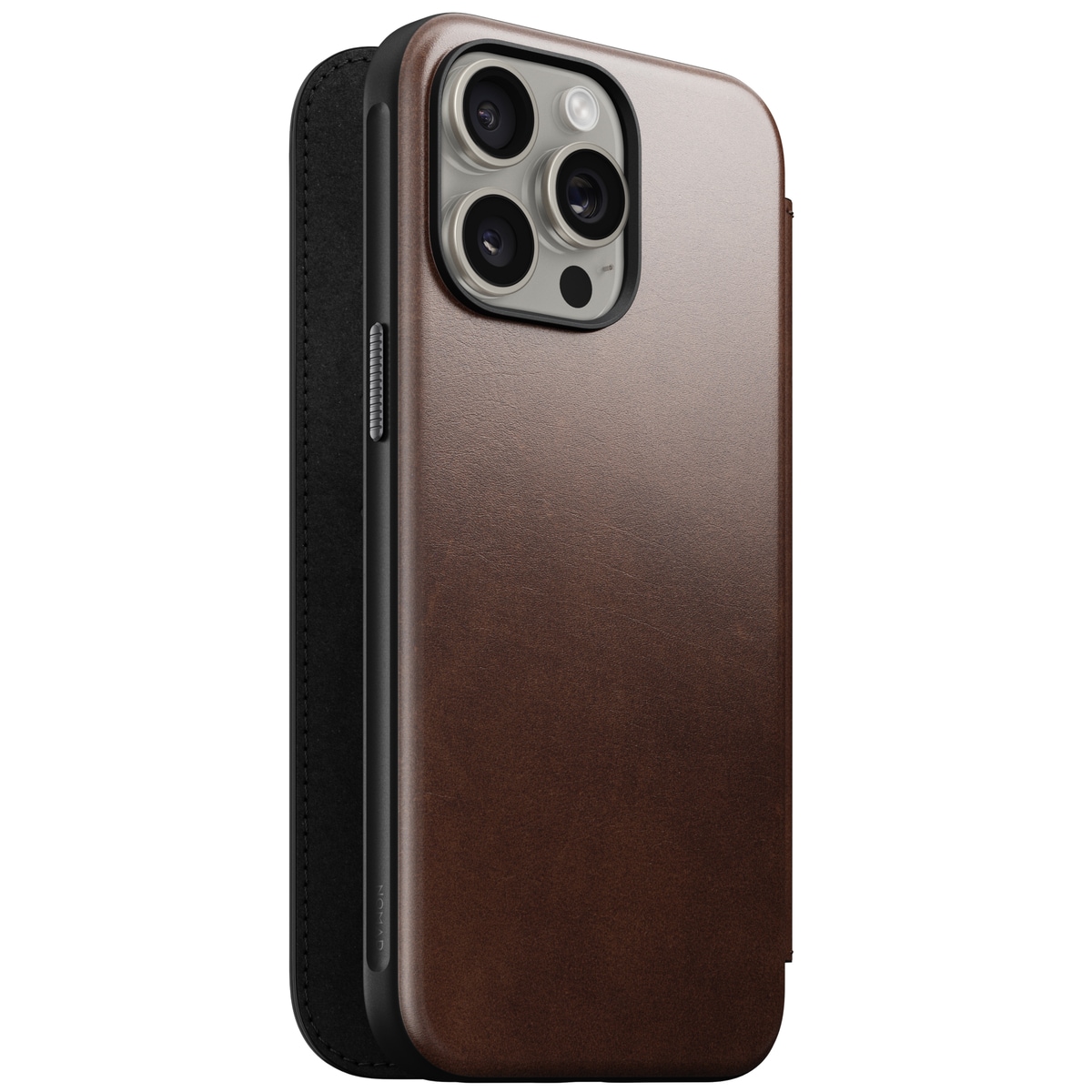 iPhone 15 Pro Max Läderfodral MagSafe  - Modern Horween Leather Folio Rustic Brown