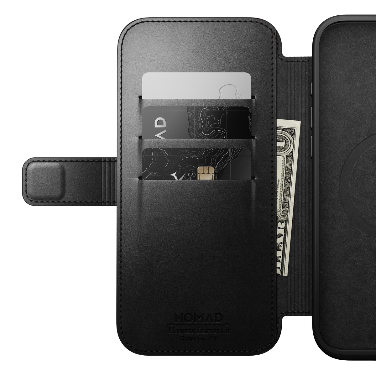 iPhone 16 Pro Max Läderfodral MagSafe  - Modern Horween Leather Folio Black