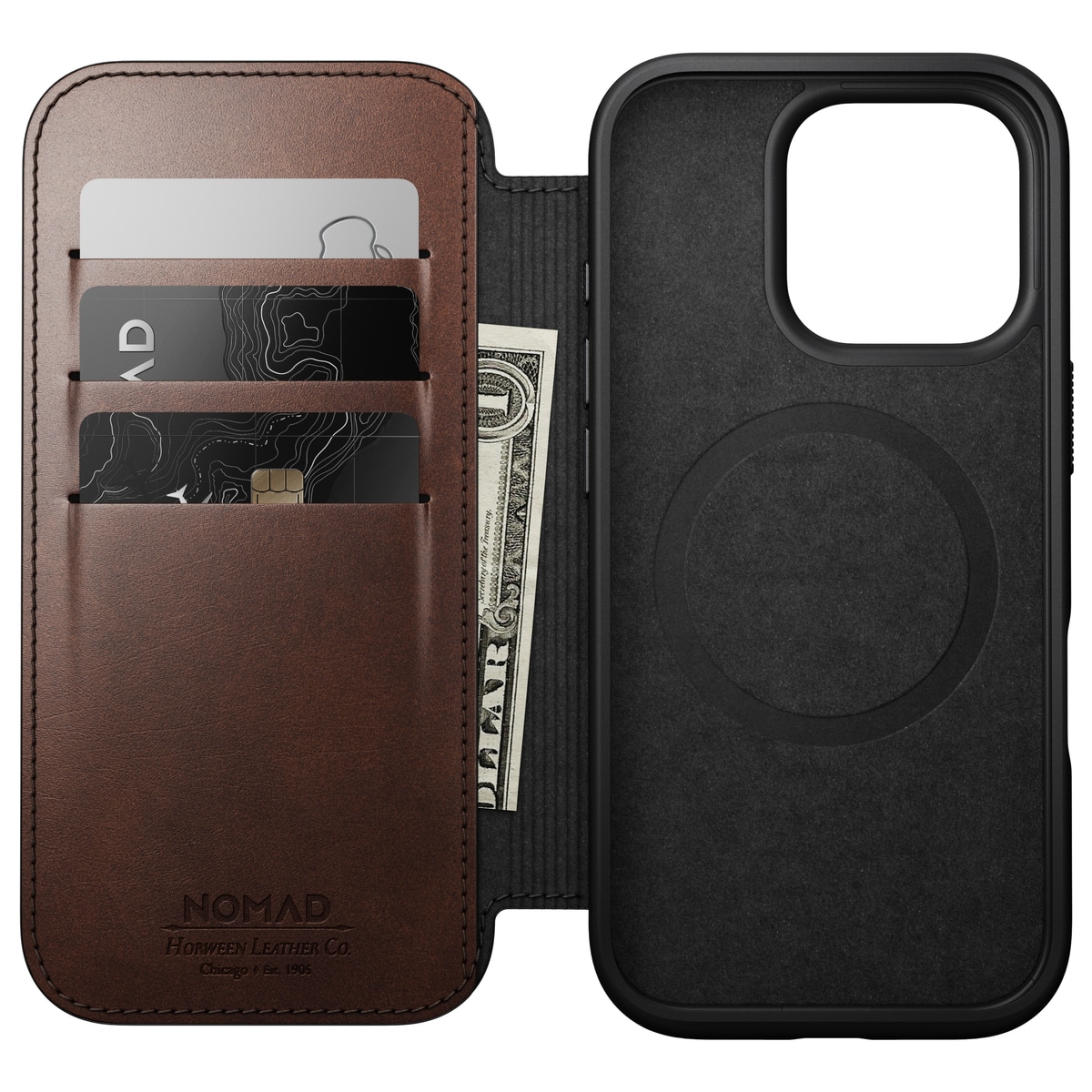 iPhone 16 Pro Läderfodral MagSafe  - Modern Horween Leather Folio Rustic Brown