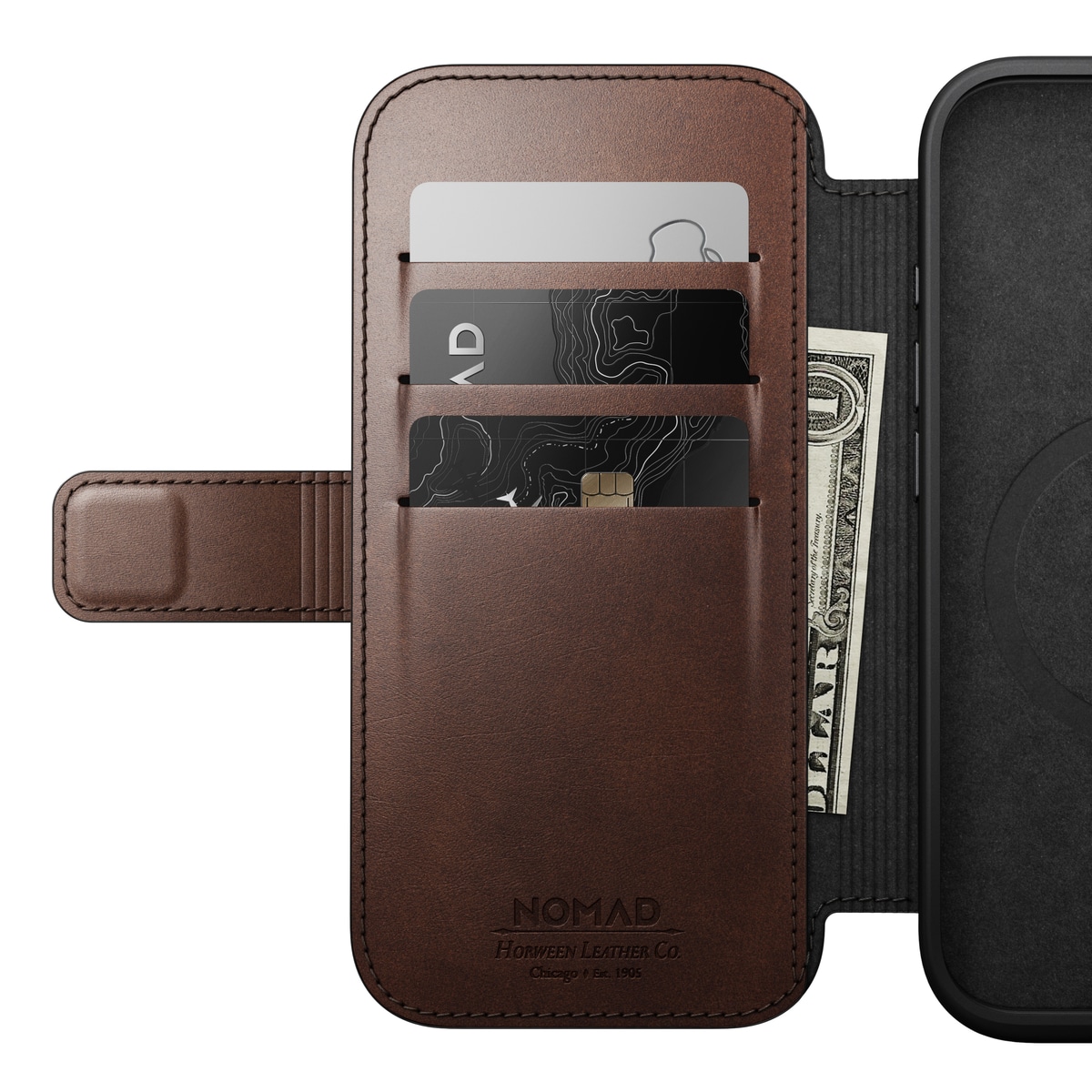 iPhone 16 Pro Läderfodral MagSafe  - Modern Horween Leather Folio Rustic Brown