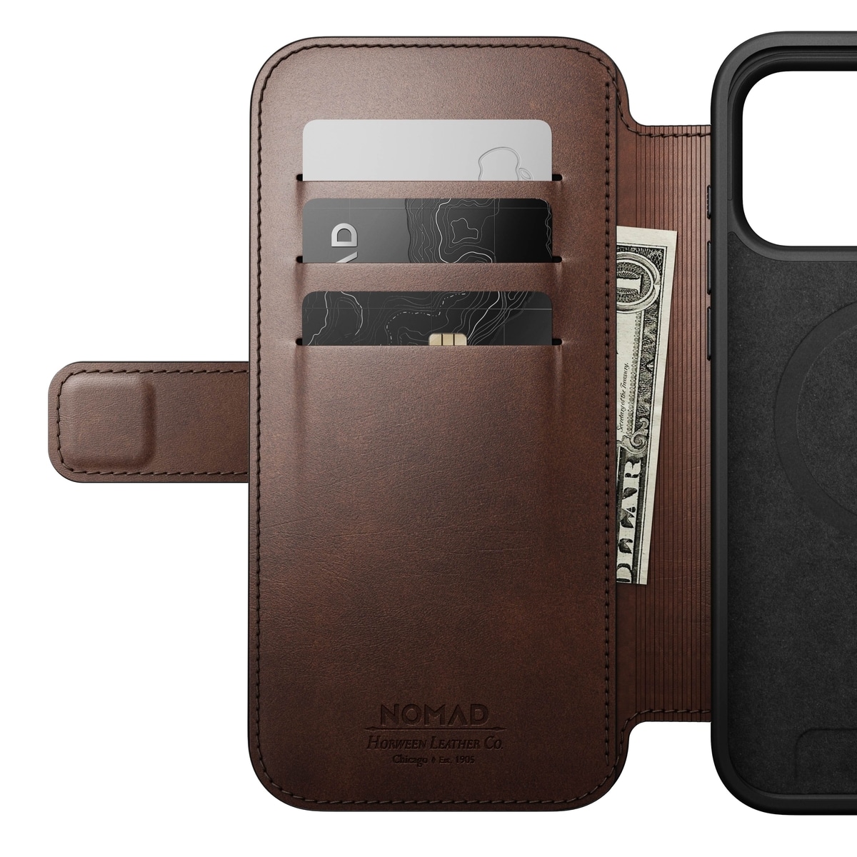 iPhone 17 Pro Max Läderfodral MagSafe  - Modern Horween Leather Folio Rustic Brown