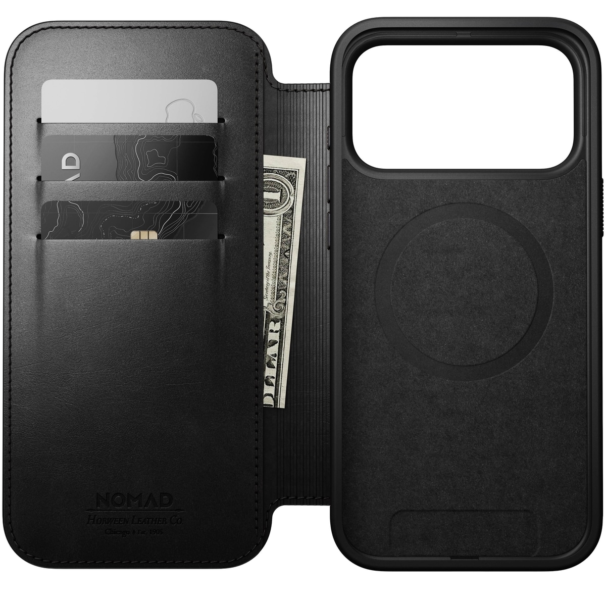 iPhone 17 Pro Max Läderfodral MagSafe  - Modern Horween Leather Folio Black