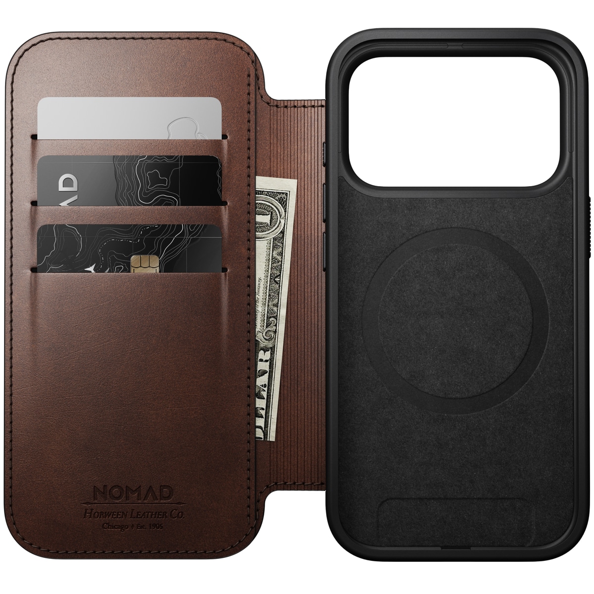 iPhone 17 Pro Läderfodral MagSafe  - Modern Horween Leather Folio Rustic Brown