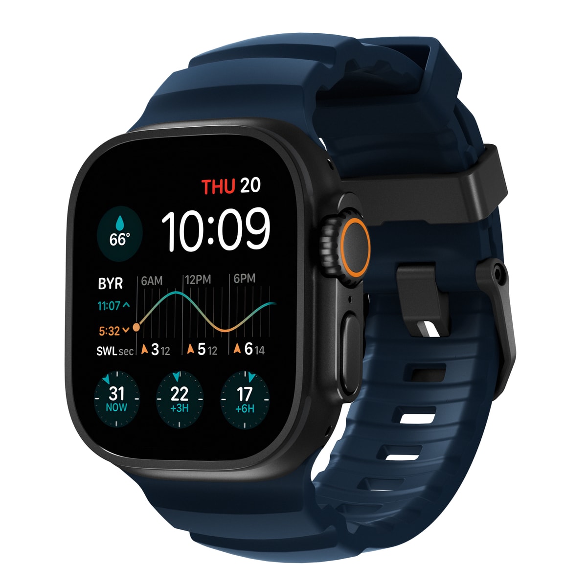 Apple Watch Series 9 45mm Armband Rocky Point (Black Hardware) Atlantic