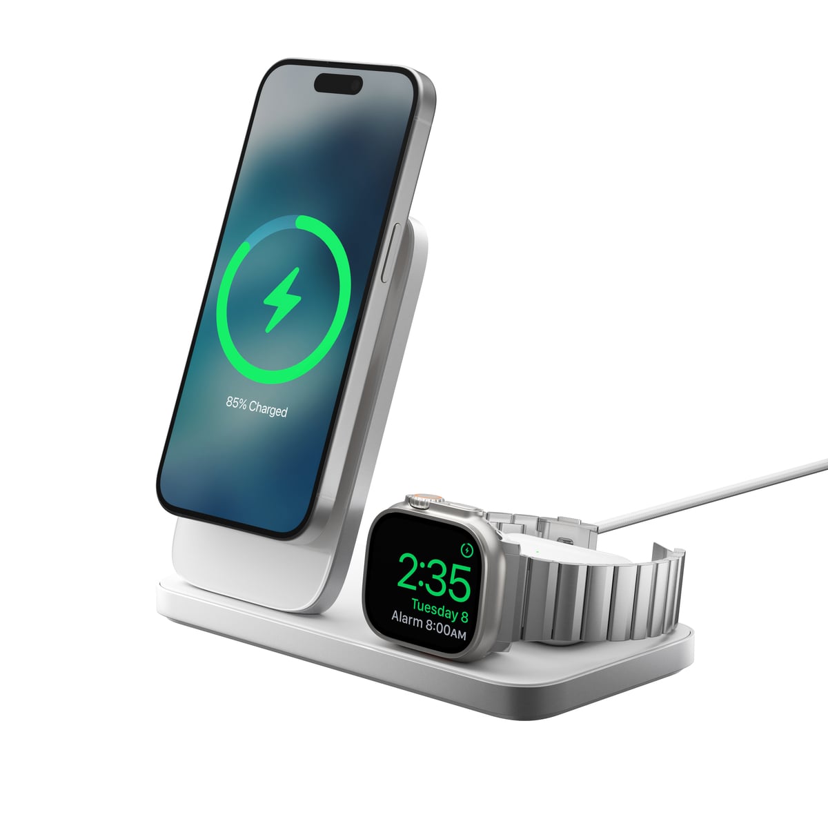 Laddningstation Stand One Max 3-in-1 Qi2 MagSafe, Silver
