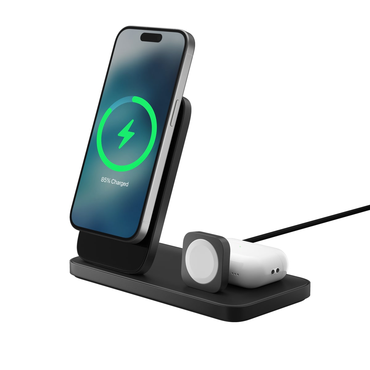 Laddningstation Stand One Max 3-in-1 Qi2 MagSafe, Carbide