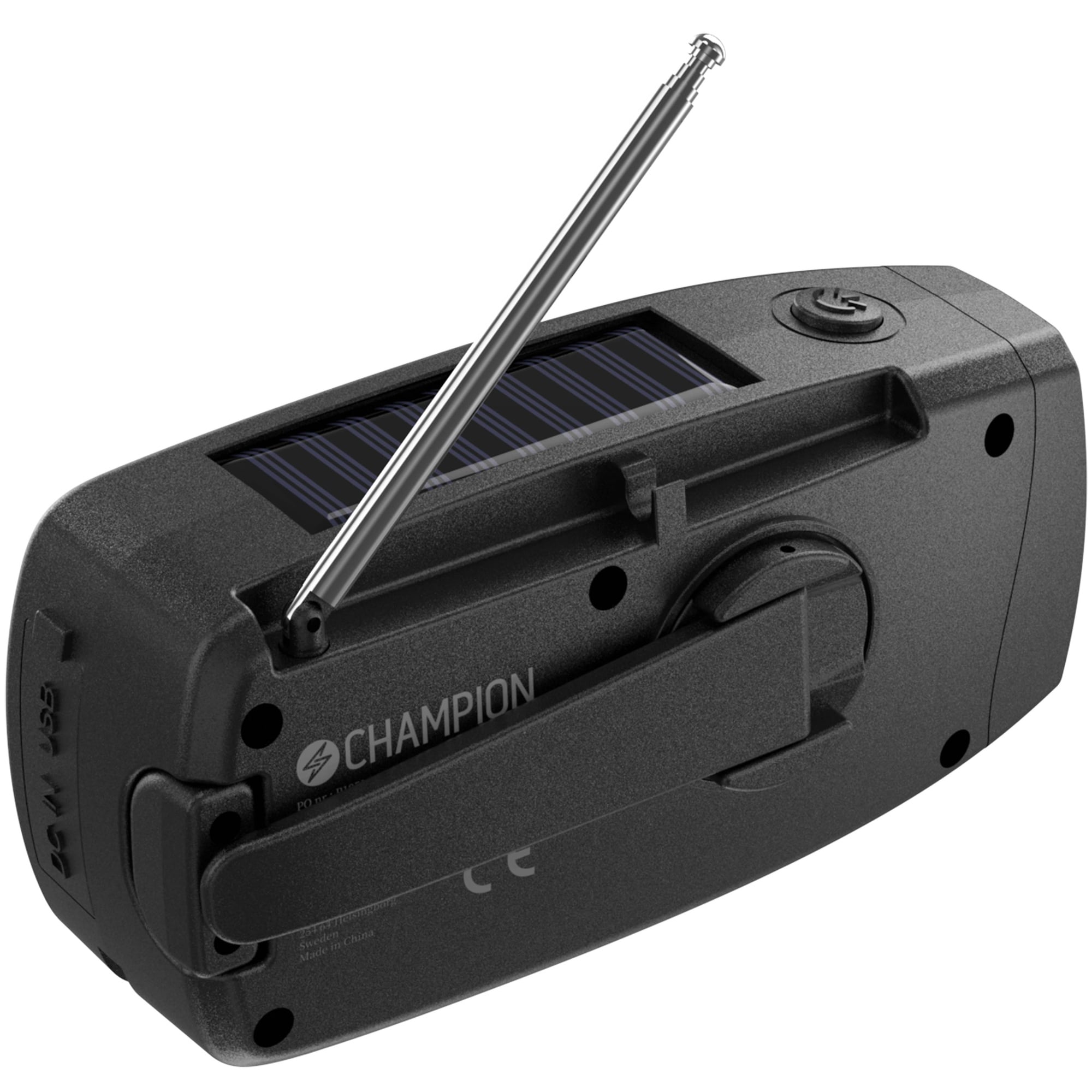 Vevradio med ficklampa och solcellsladdning, 