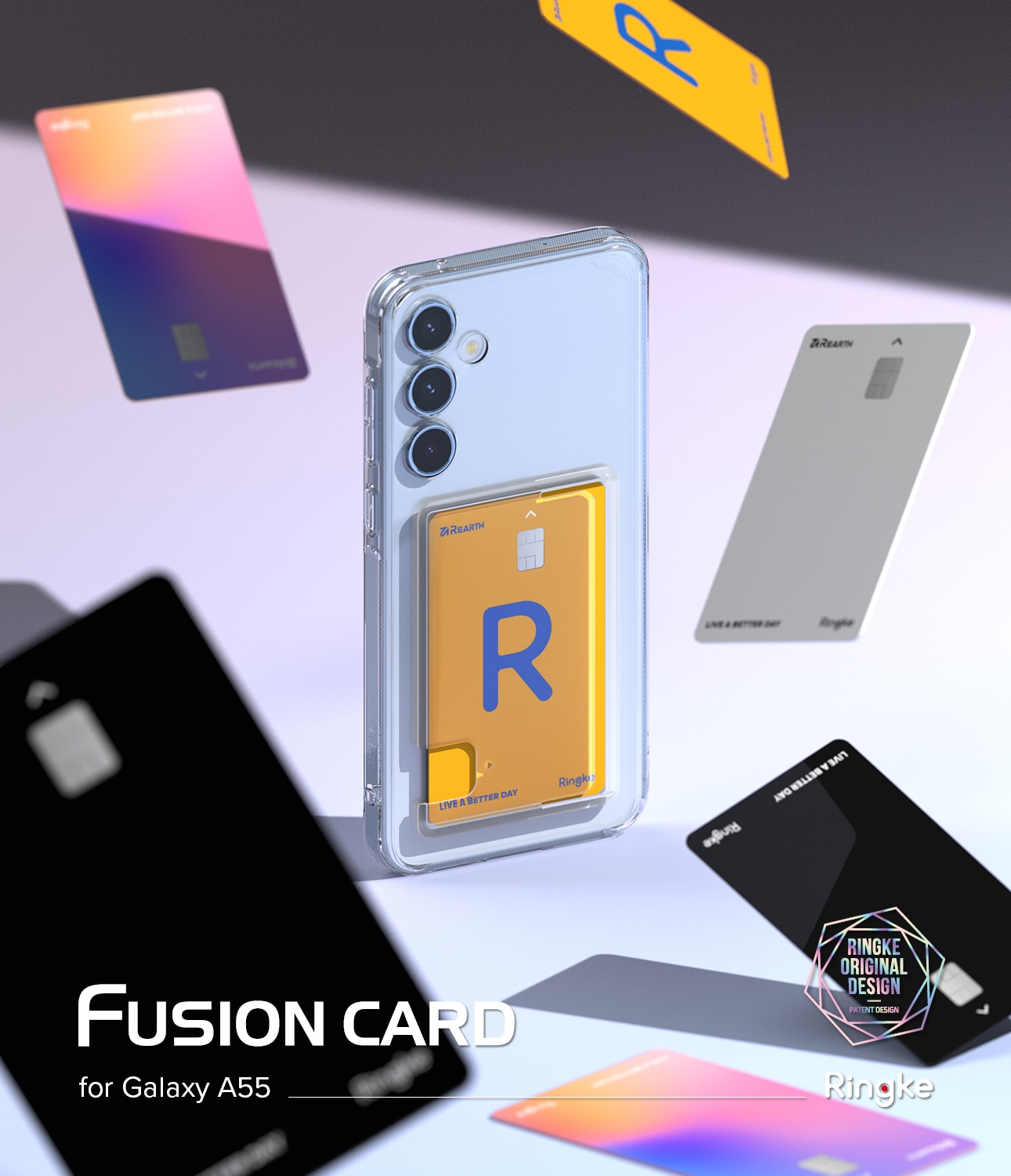 Samsung Galaxy A55 Fusion Skal med kortfack, Genomskinlig