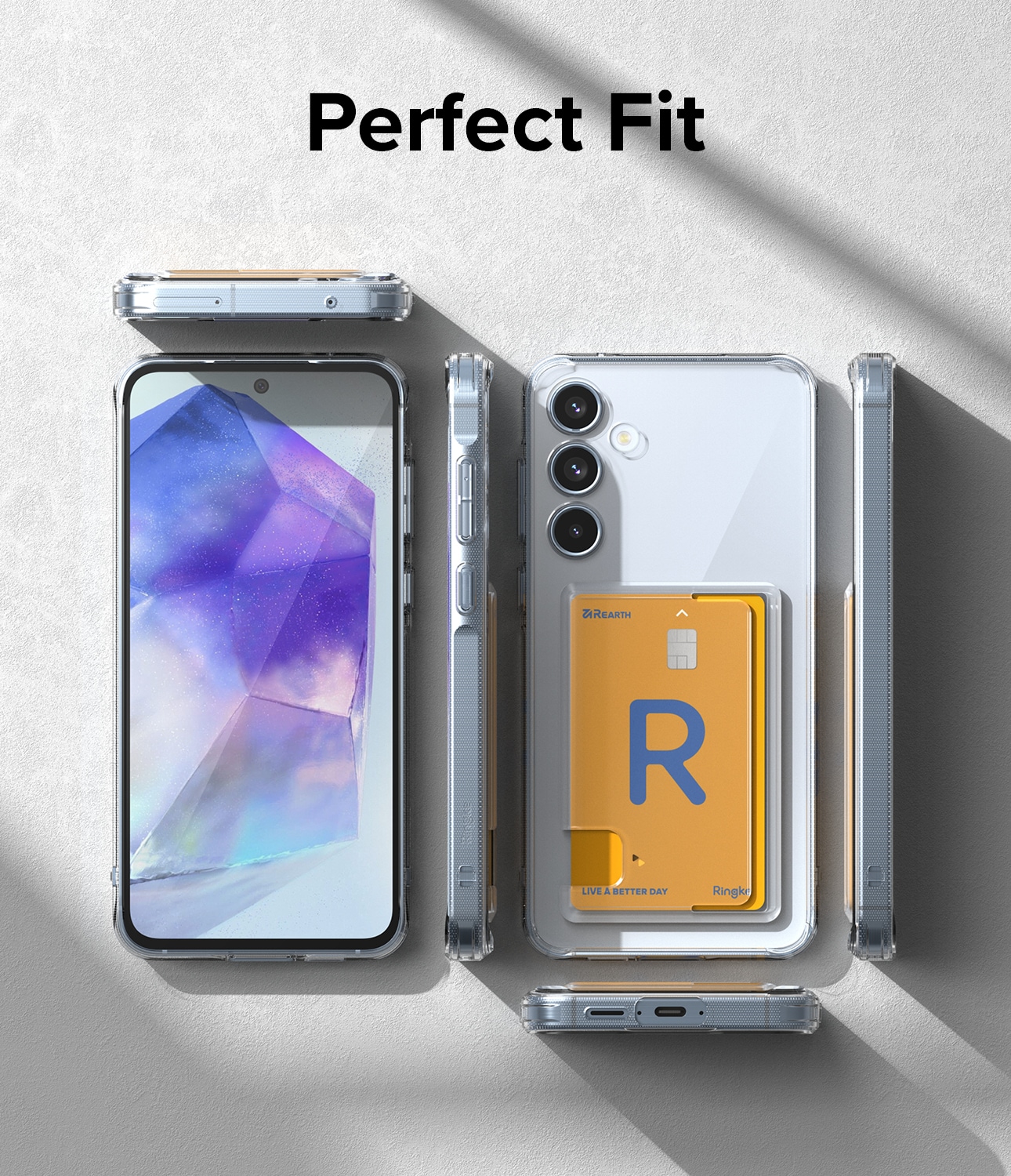 Samsung Galaxy A55 Fusion Skal med kortfack, Genomskinlig