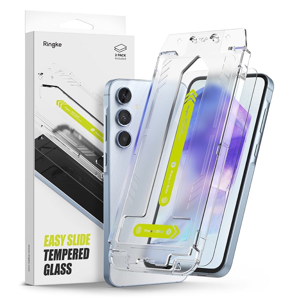 Samsung Galaxy A55 Skärmskydd i glas med monteringsram (2-pack)