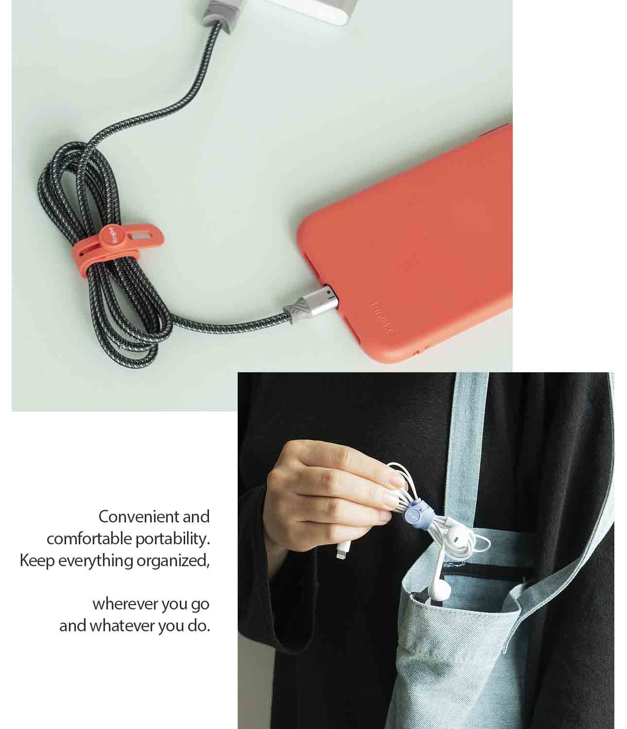 Kabelbindare i silikon (5-pack), Multi Color