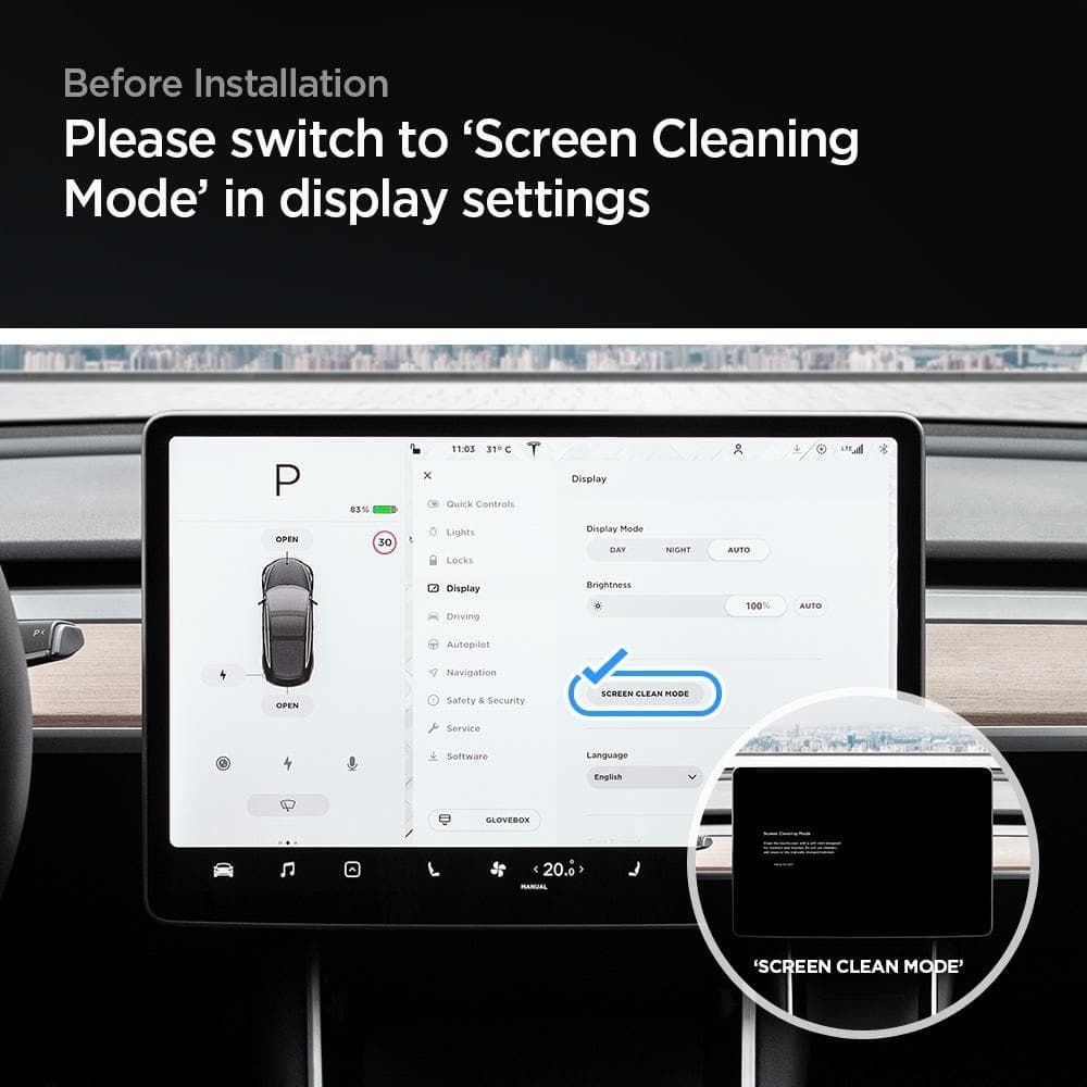 Tesla Model Y/3 Skärmskydd GLAS.tR EZ Fit Anti-Glare