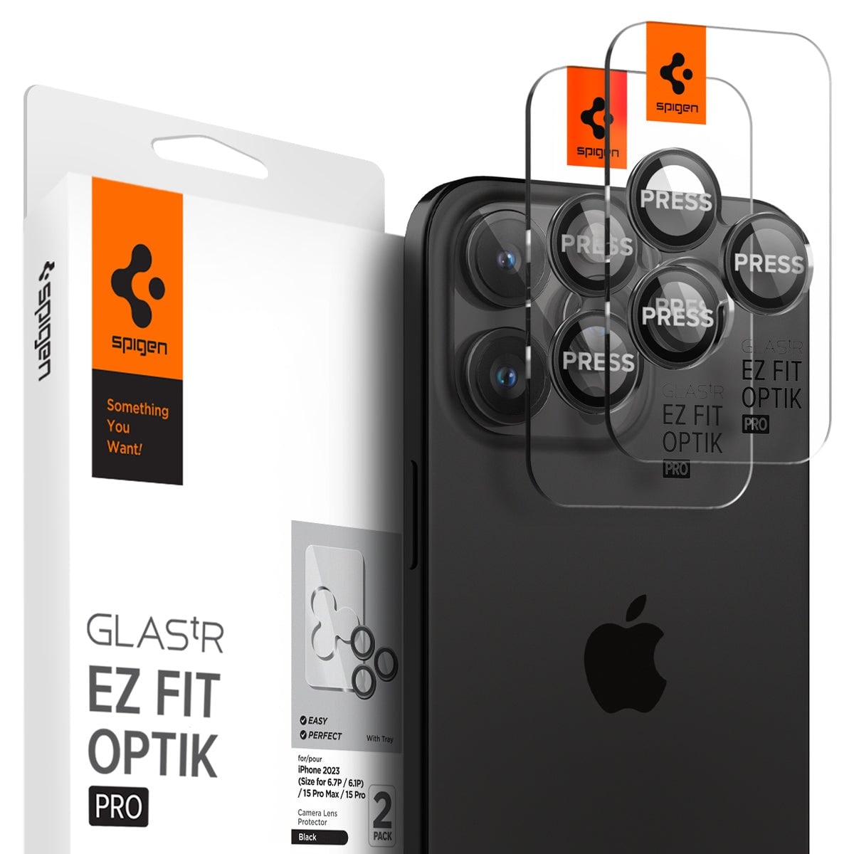 iPhone 15 Pro EZ Fit Linsskydd (2-pack), svart