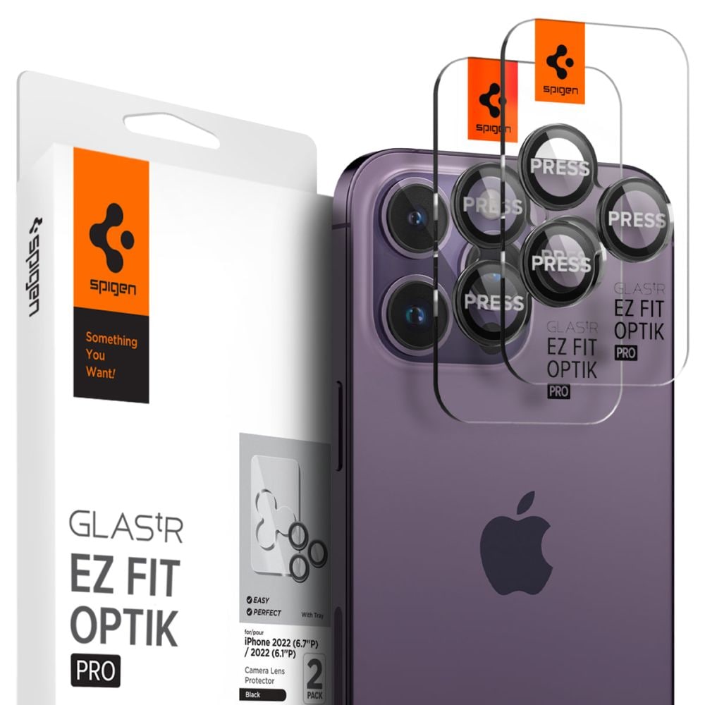 iPhone 14 Pro EZ Fit Linsskydd (2-pack), svart