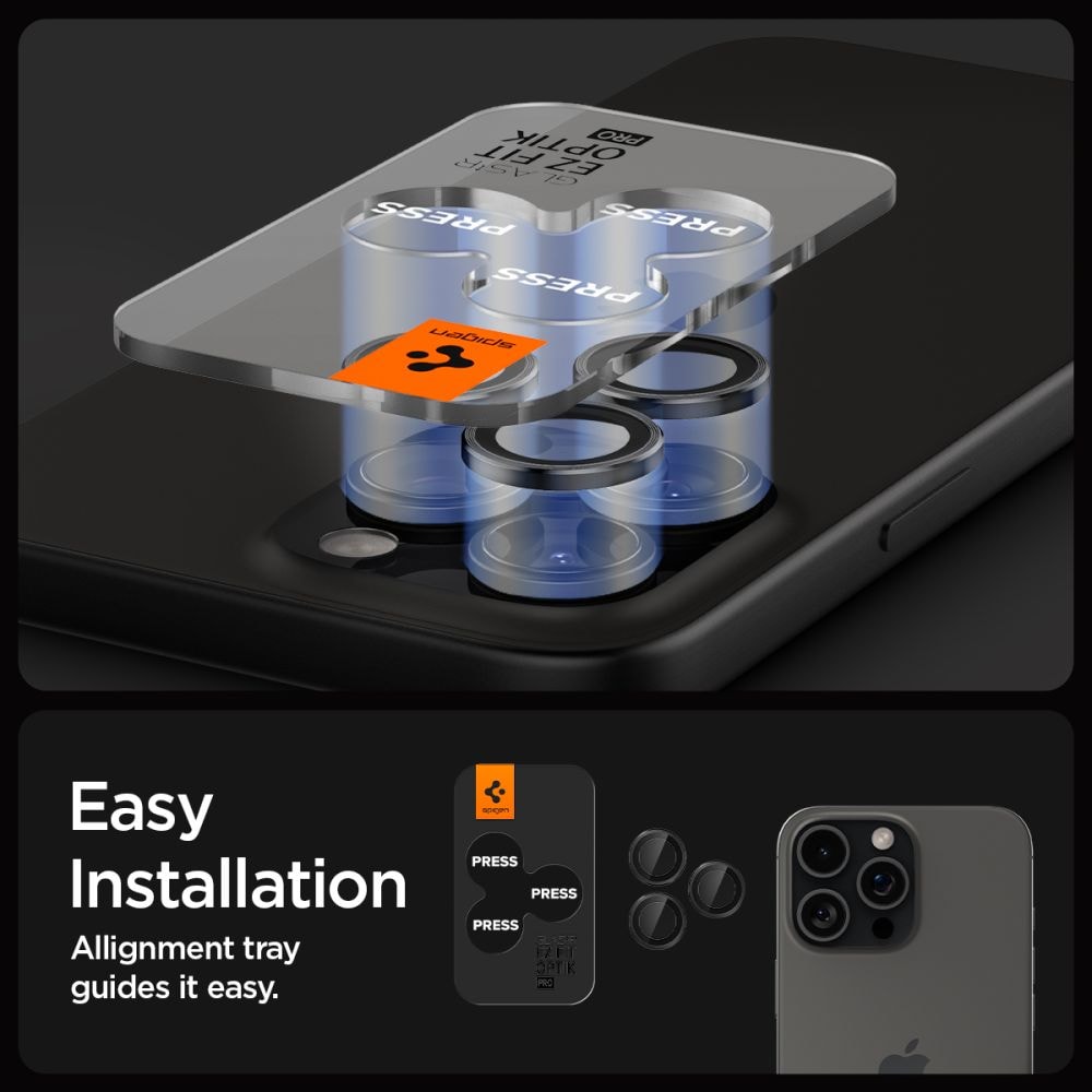 iPhone 16 Pro EZ Fit Linsskydd (2-pack), Svart