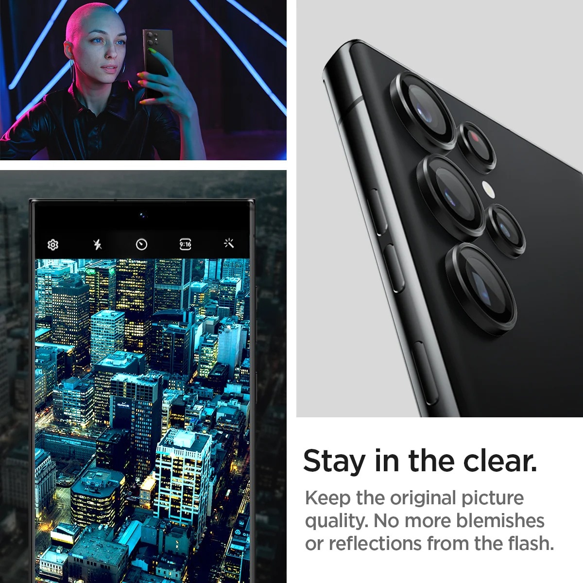 Samsung Galaxy S23 Ultra EZ Fit Linsskydd (2-pack), svart