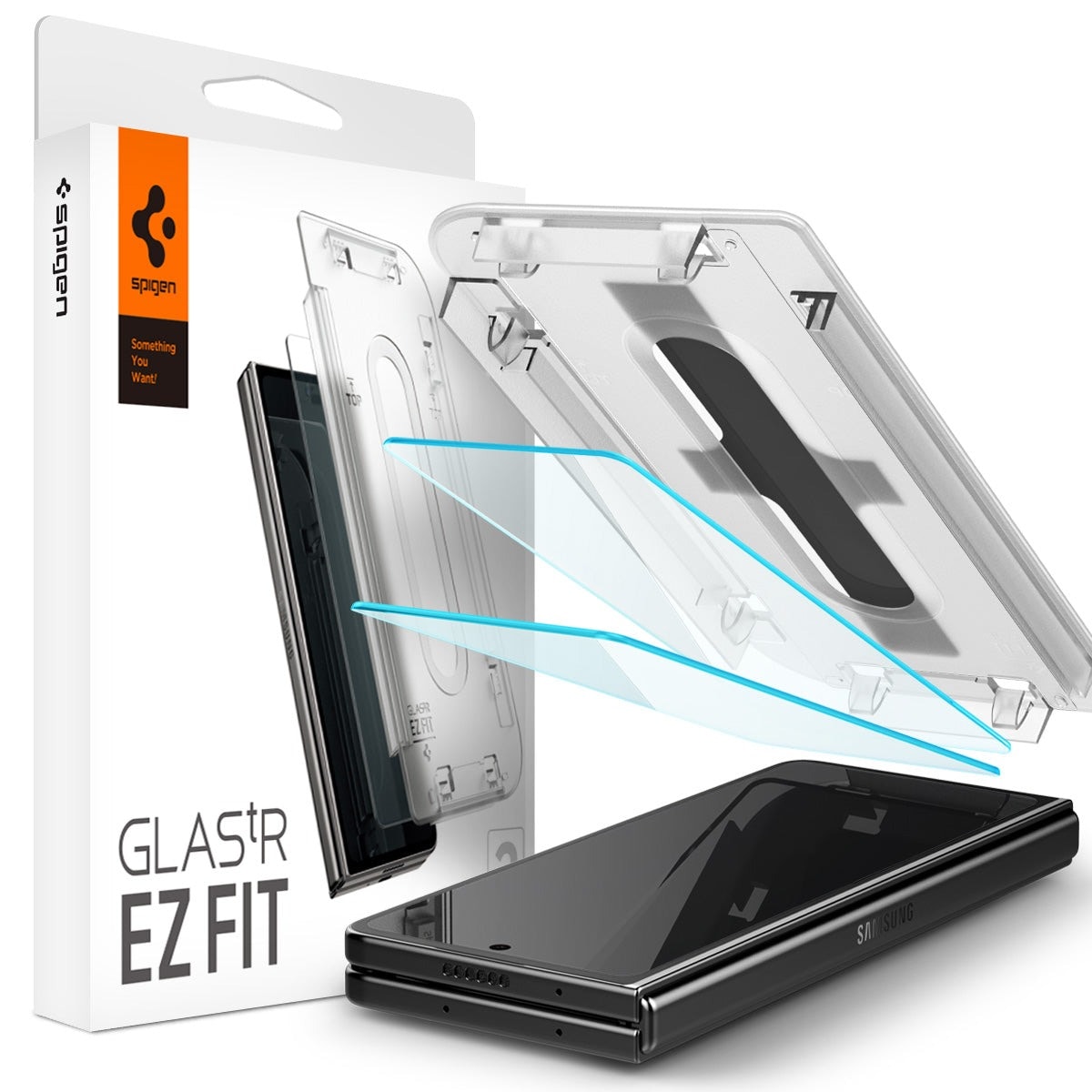 Galaxy Z Fold 5 Ytterskärmskydd med installationsram (2-pack) GLAS.tR EZ Fit