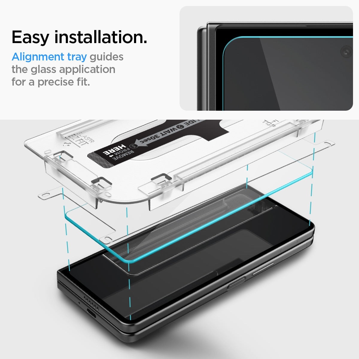 Galaxy Z Fold 5 Ytterskärmskydd med installationsram (2-pack) GLAS.tR EZ Fit