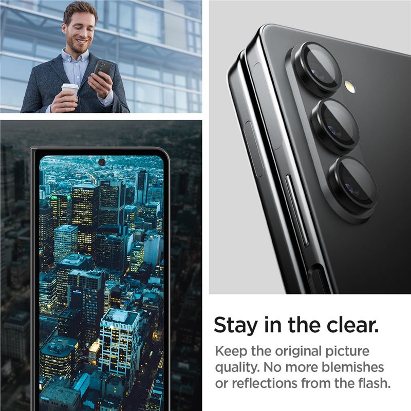 Samsung Galaxy Z Fold 5 EZ Fit Linsskydd (2-pack), svart