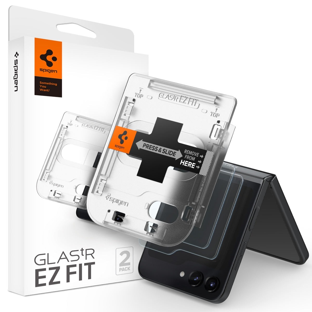 Galaxy Z Flip 5 Ytterskärmskydd med installationsram (2-pack) GLAS.tR EZ Fit