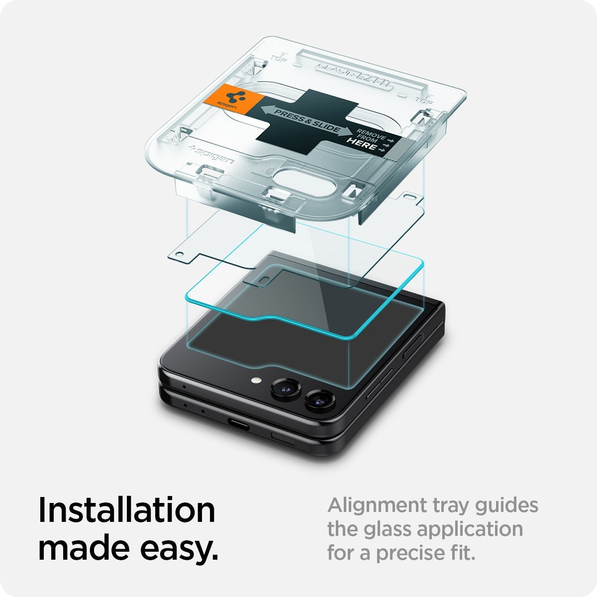 Galaxy Z Flip 5 Ytterskärmskydd med installationsram (2-pack) GLAS.tR EZ Fit