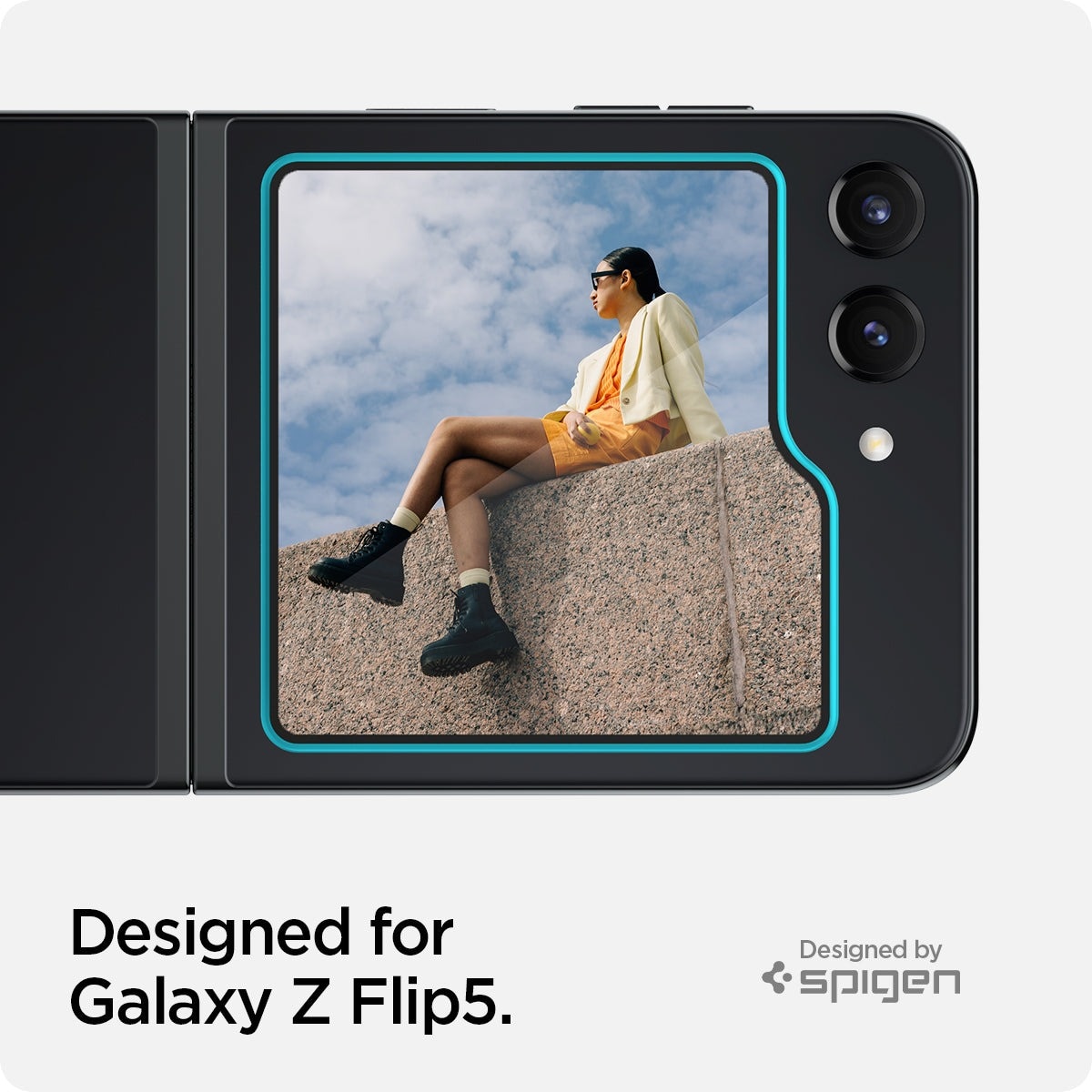 Galaxy Z Flip 5 Ytterskärmskydd med installationsram (2-pack) GLAS.tR EZ Fit