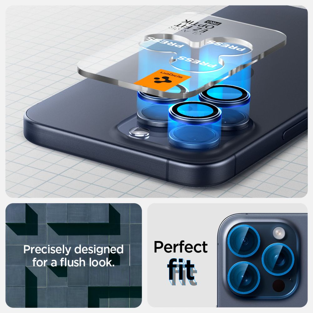 iPhone 14 Pro EZ Fit Linsskydd (2-pack), blå titanuim