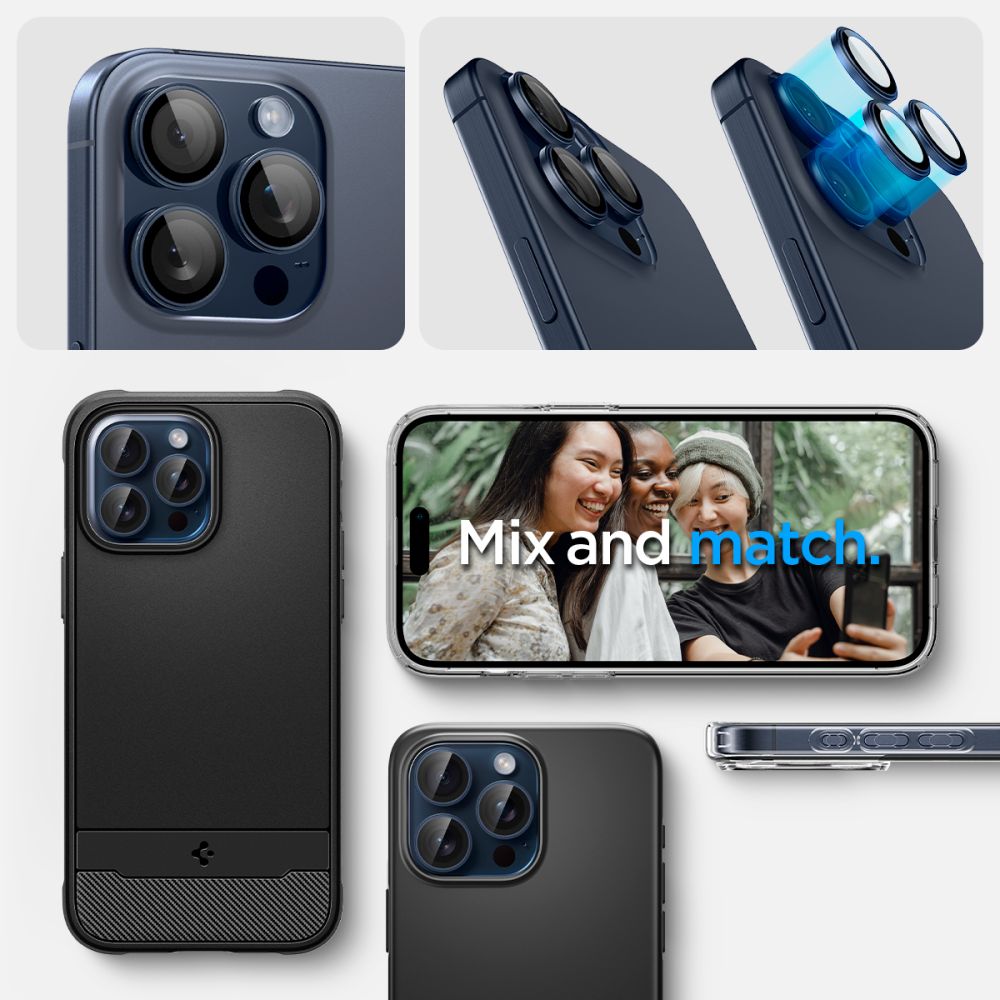 iPhone 15 Pro Max EZ Fit Linsskydd (2-pack), blå titanuim