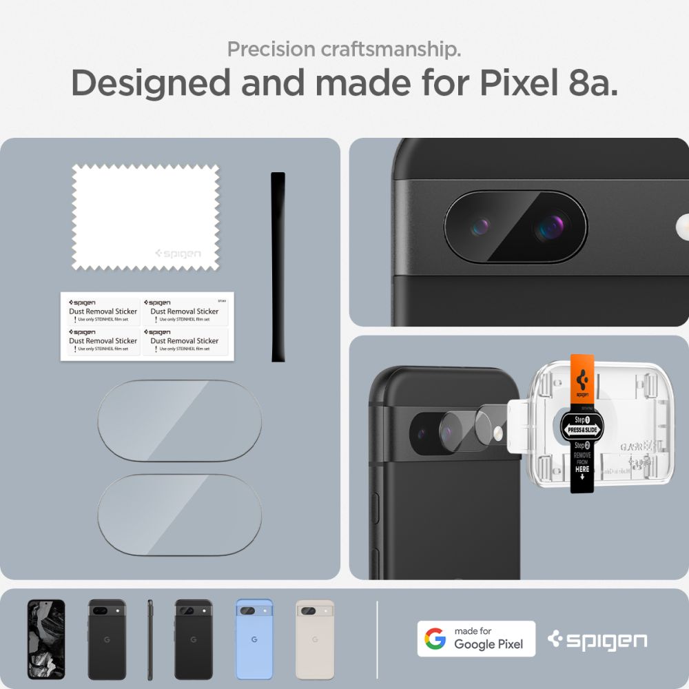 Google Pixel 8a EZ Fit Linsskydd (2-pack), transparent