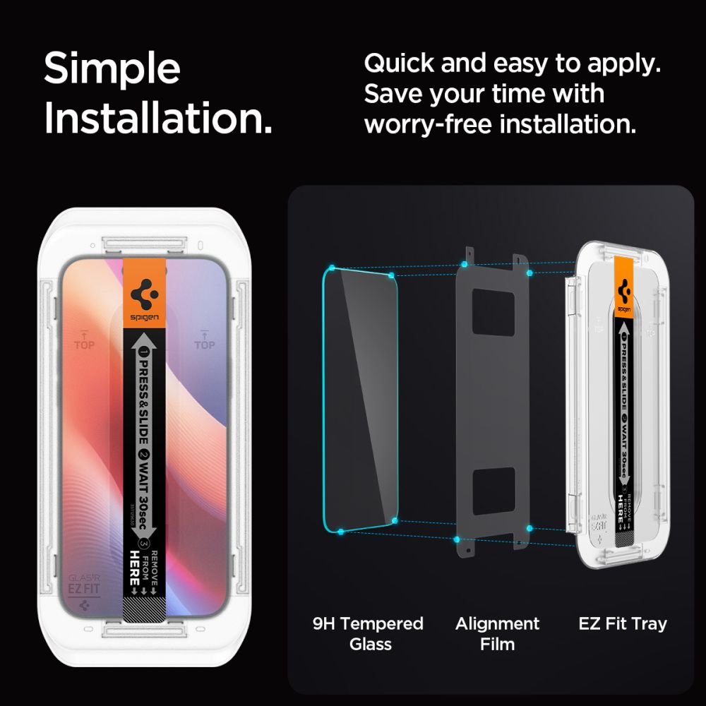 iPhone 17 Skärmskydd med installationsram (2-pack) GLAS.tR EZ Fit