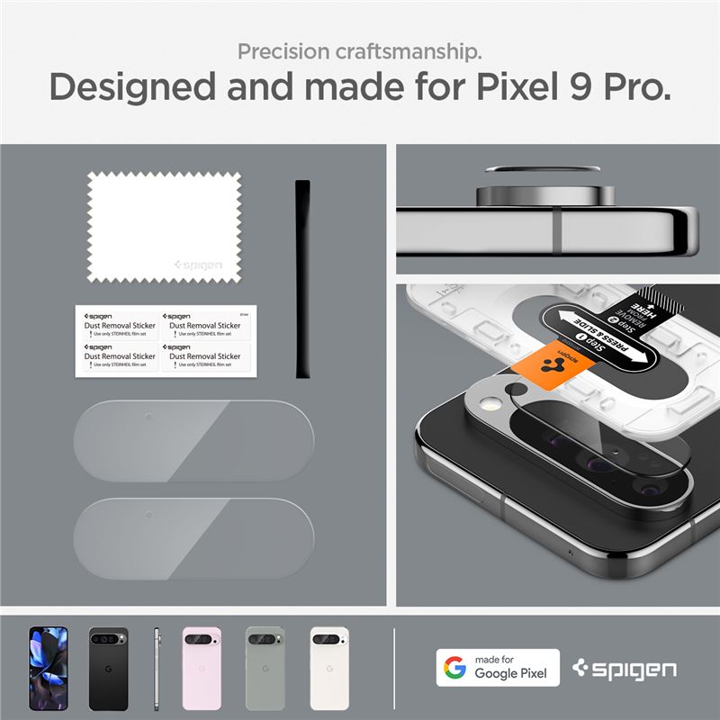 Google Pixel 9 Pro EZ Fit Linsskydd (2-pack), Genomskinlig