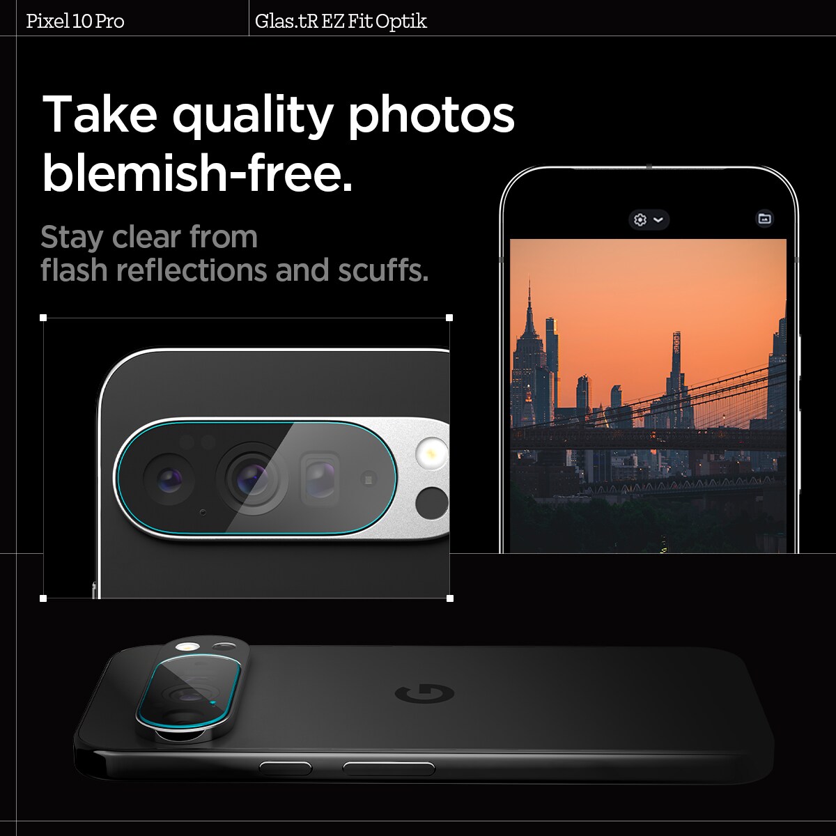 Google Pixel 10 Pro EZ Fit Linsskydd (2-pack), Genomskinlig