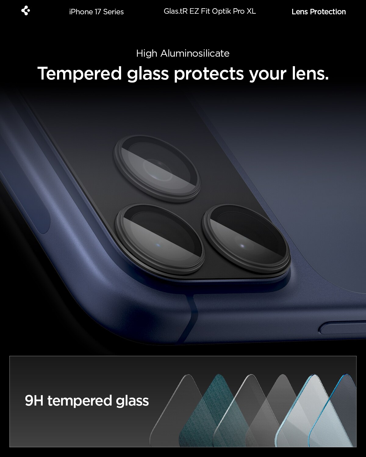 iPhone 17 Pro EZ Fit Kameraskydd - Optik Pro XL, Svart