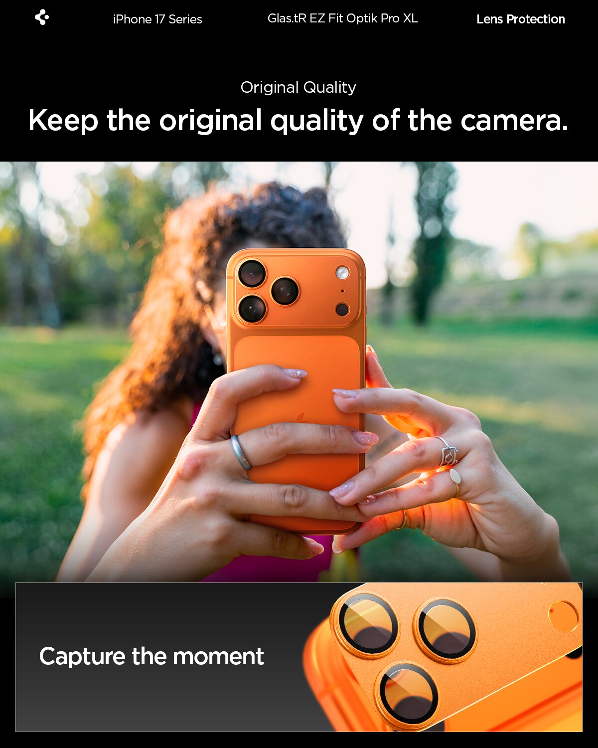 iPhone 17 Pro EZ Fit Kameraskydd - Optik Pro XL, Orange