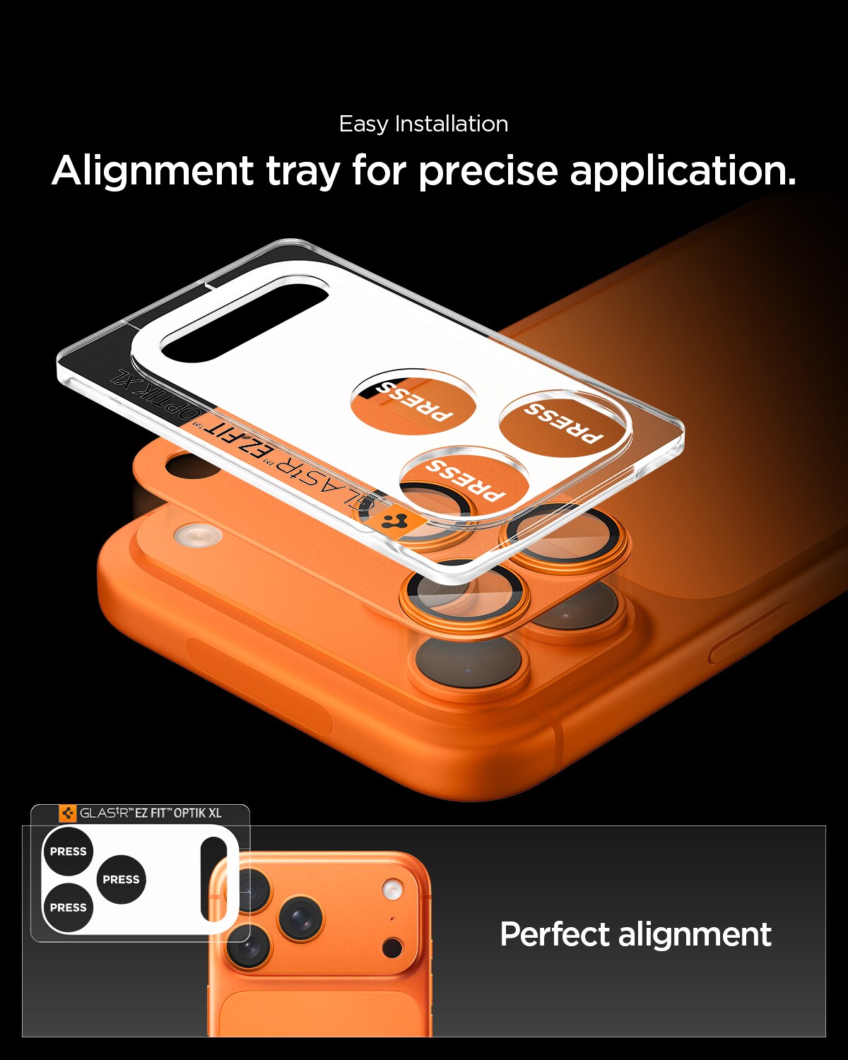 iPhone 17 Pro EZ Fit Kameraskydd - Optik Pro XL, Orange