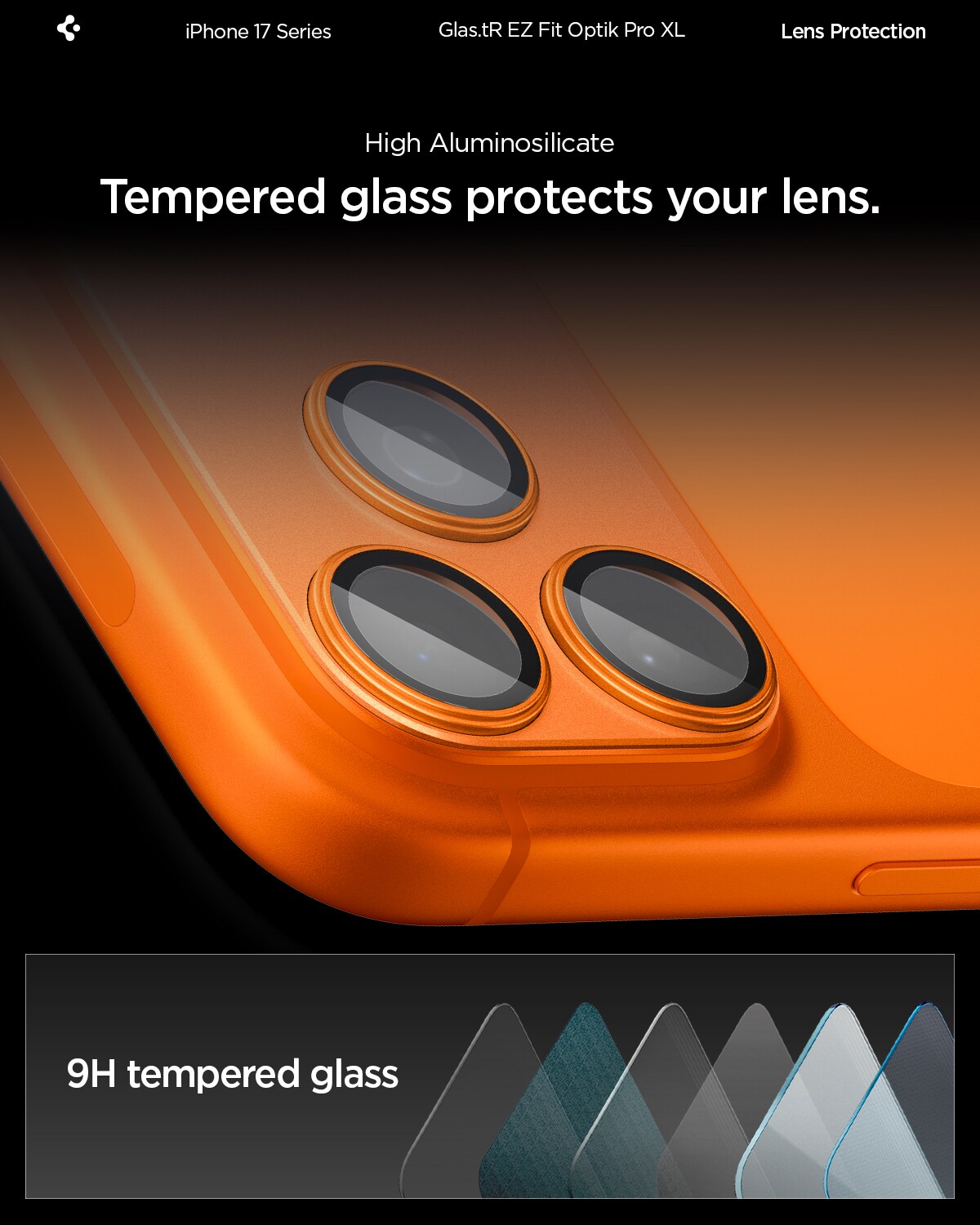 iPhone 17 Pro EZ Fit Kameraskydd - Optik Pro XL, Orange