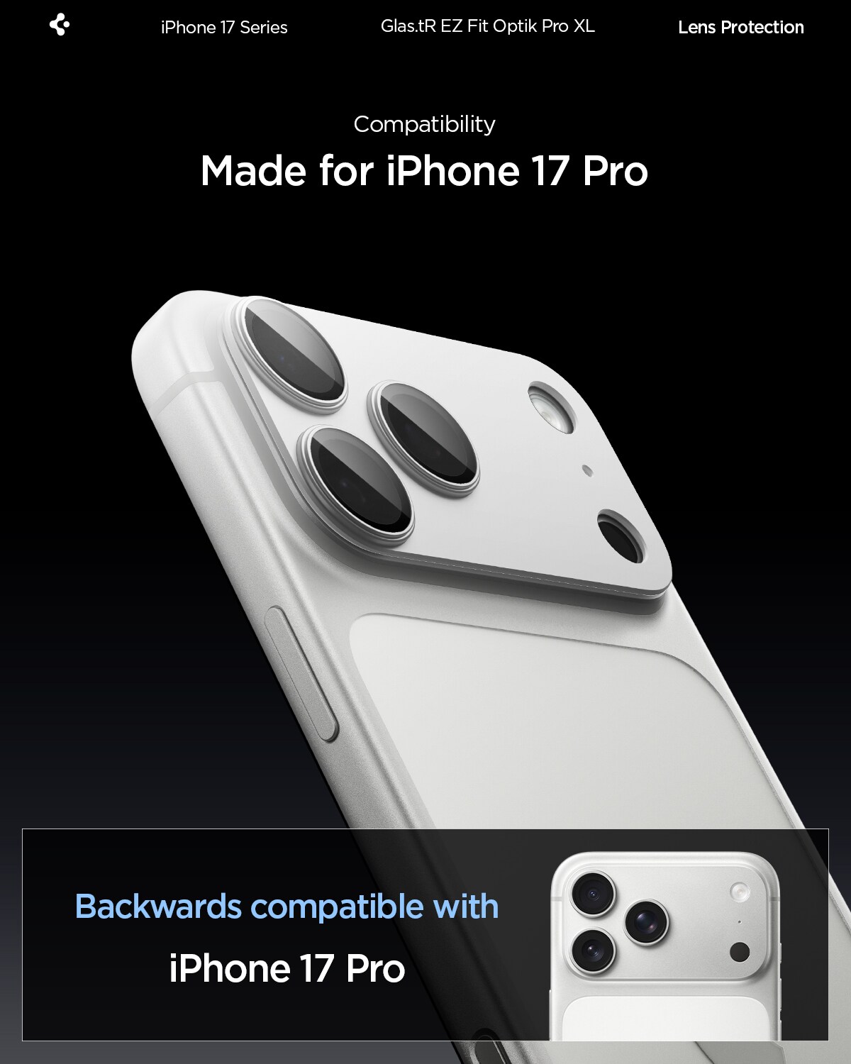 iPhone 17 Pro EZ Fit Kameraskydd - Optik Pro XL, Silver