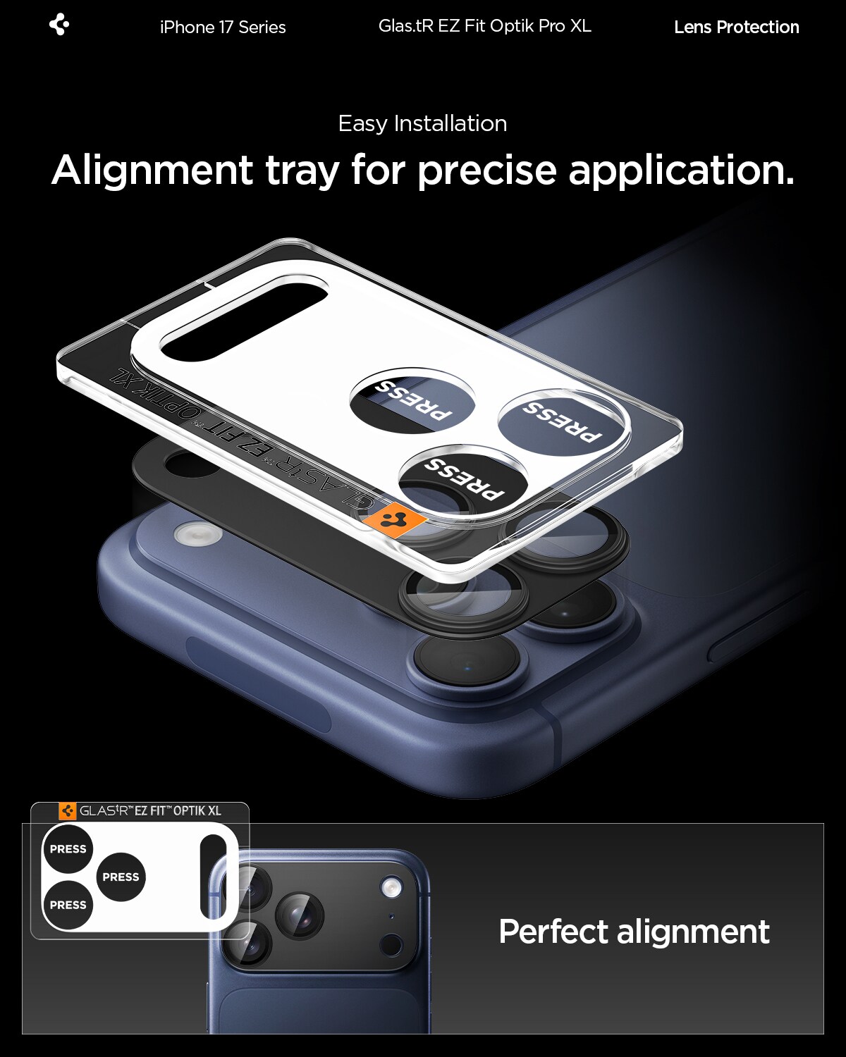 iPhone 17 Pro Max EZ Fit Kameraskydd - Optik Pro XL, Svart