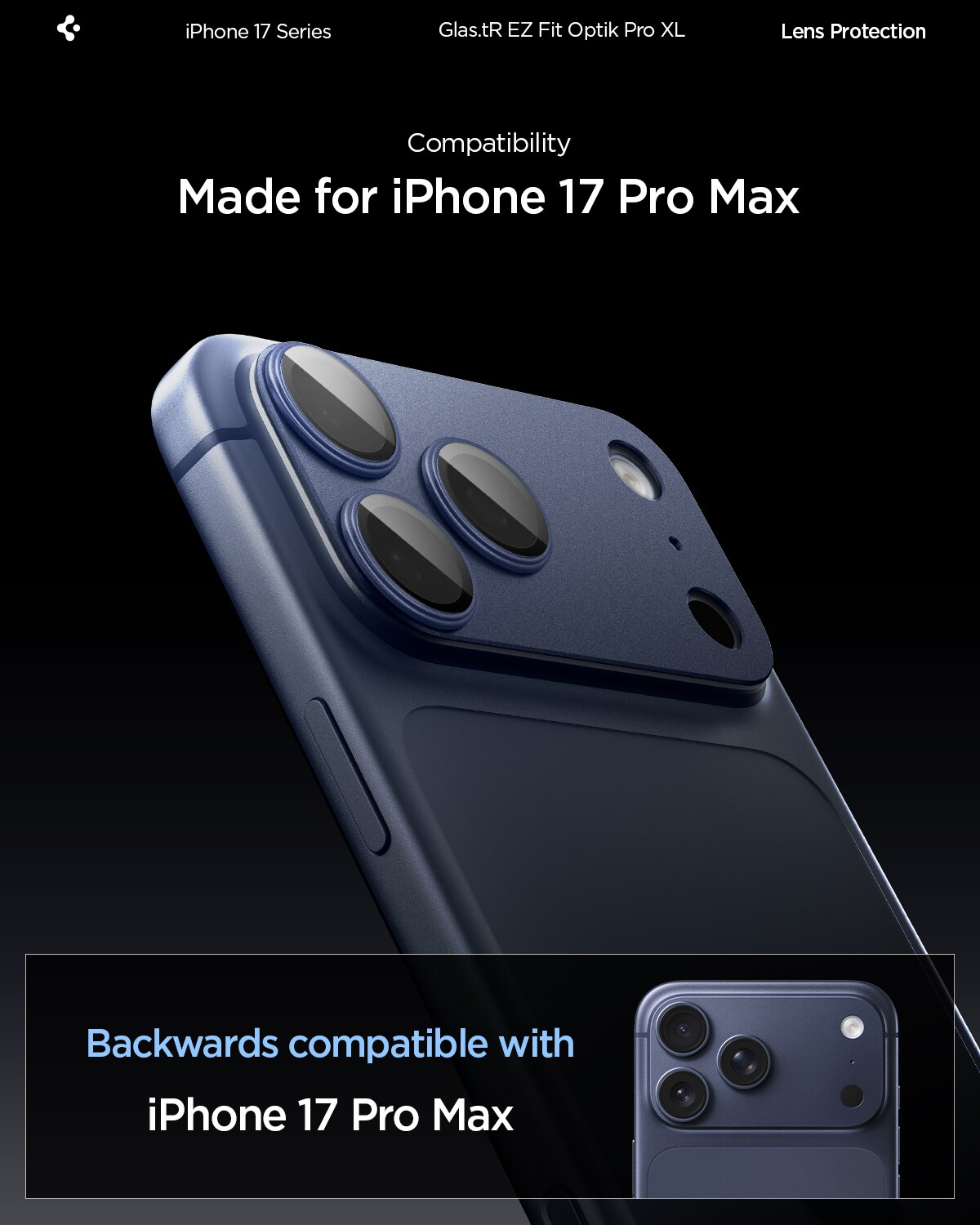 iPhone 17 Pro Max EZ Fit Kameraskydd - Optik Pro XL, Blå