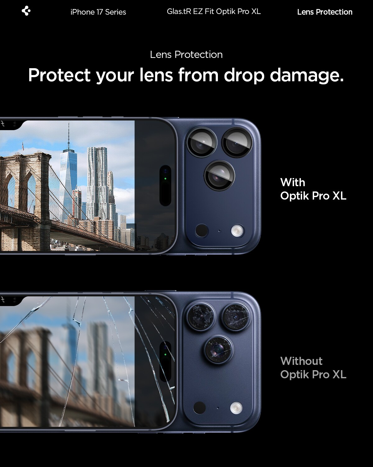 iPhone 17 Pro Max EZ Fit Kameraskydd - Optik Pro XL, Blå