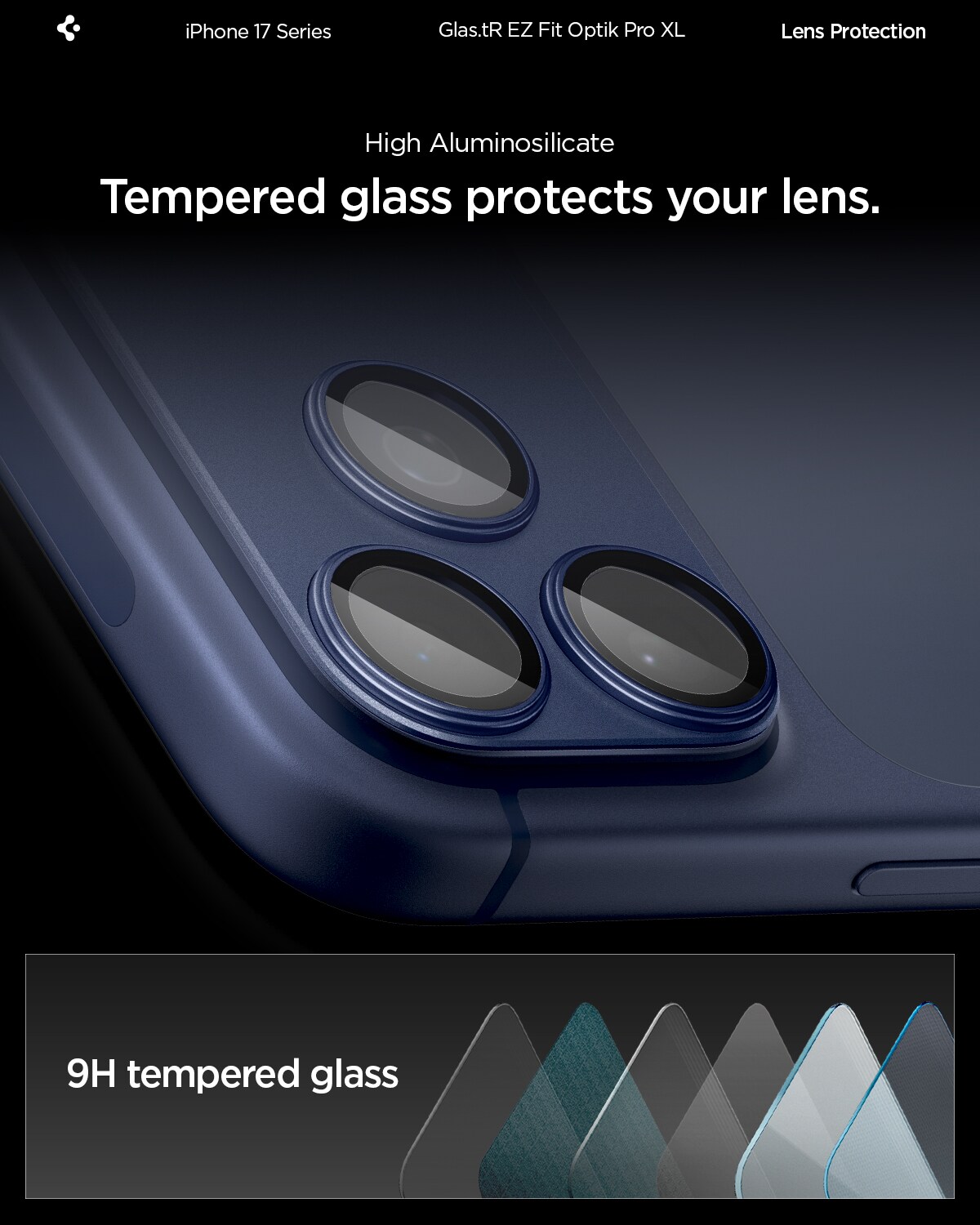 iPhone 17 Pro Max EZ Fit Kameraskydd - Optik Pro XL, Blå
