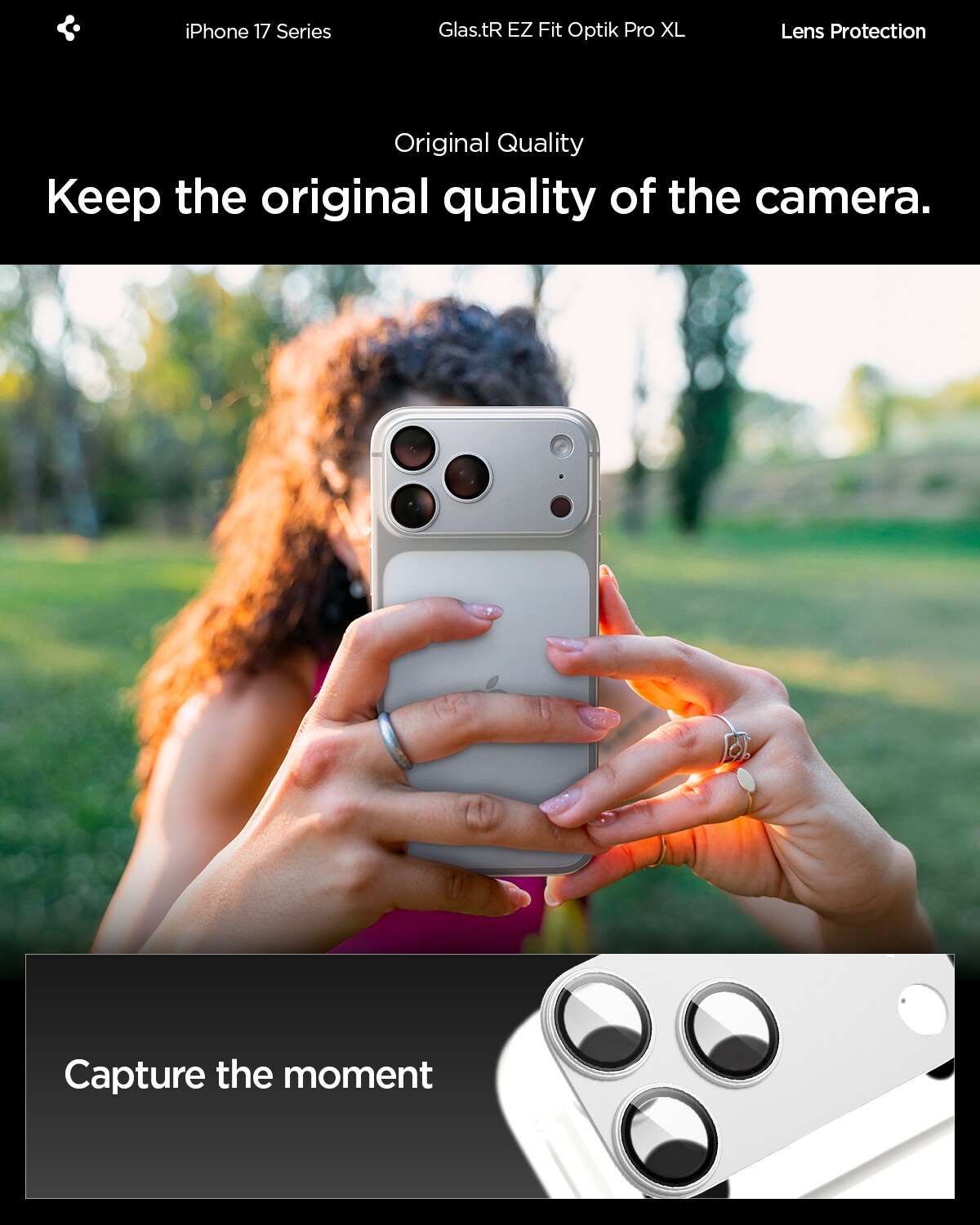iPhone 17 Pro Max EZ Fit Kameraskydd - Optik Pro XL, Silver