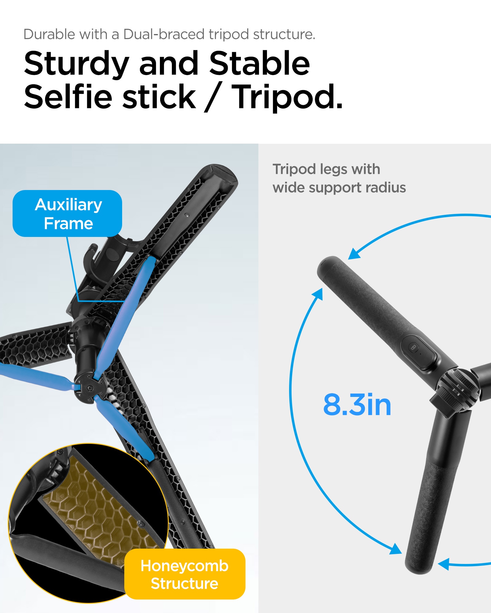 Selfie Stick med inbyggt stativ, Black